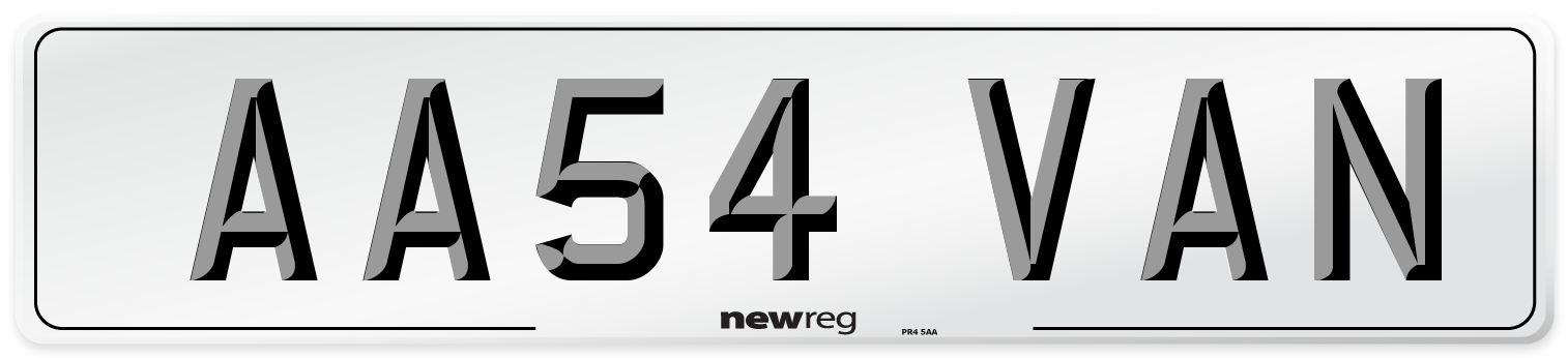AA54 VAN Number Plate from New Reg